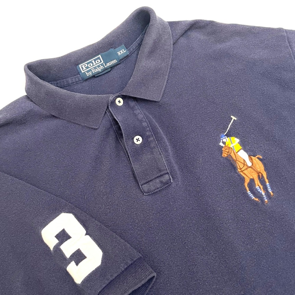 Vintage Polo Ralph Lauren Big Pony Short Sleeve Polo Shirt XXL Blue Flesh Pony